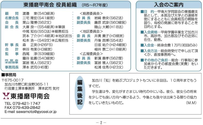 「東はりま甲南会報」第27号